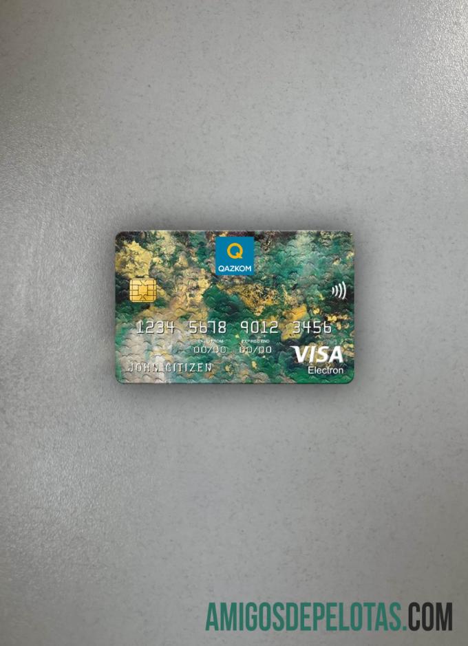 Cazaquistão Qazkom Bank JCB Bank Visa Electron Card Photolook Front exemplo real